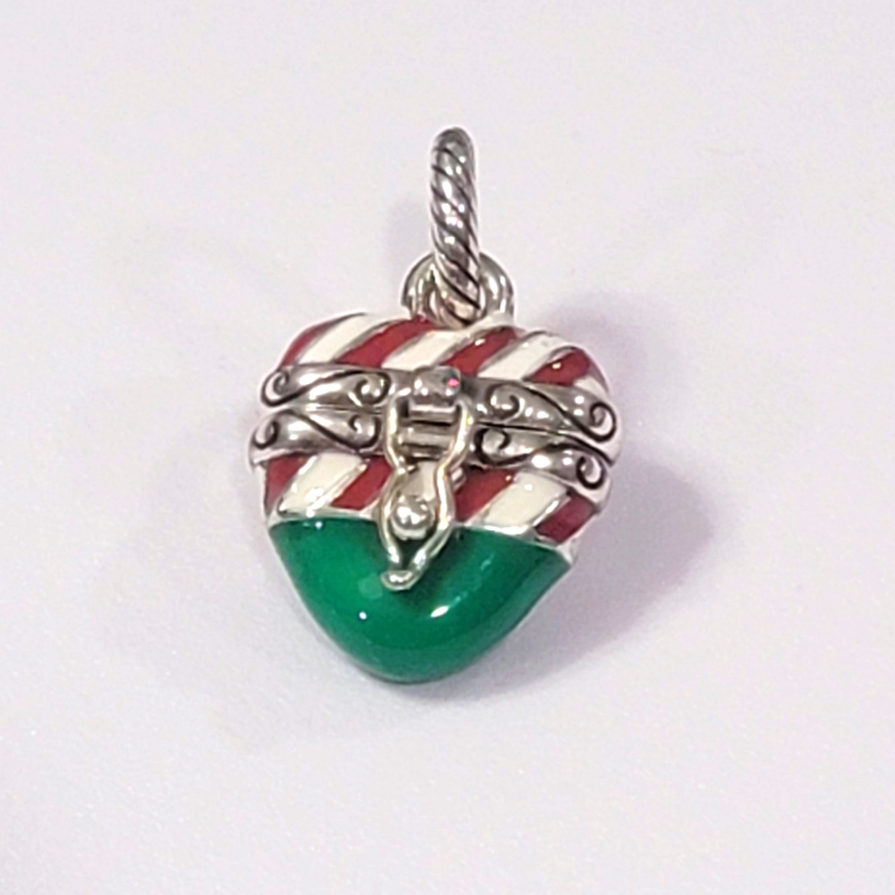 BRIGHTON RETIRED CANDY CANE HEART CHARM NWOT